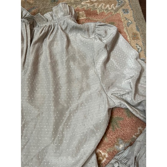 who what wear green polka dots halter neck ruffle cuff long sleeve blouse sz xs - Picture 9 of 11